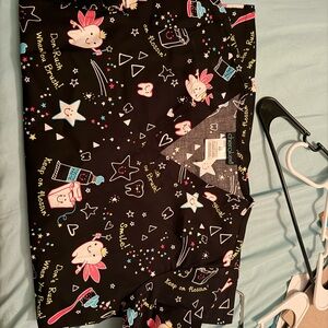 Cherokee dental Black Scrub Top with Cartoon Stars